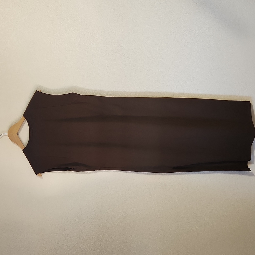 Frame Muscle Crew Organic Cotton Sleeveless Maxi Dress in Dark Chocolate Medium - Picture 6 of 11